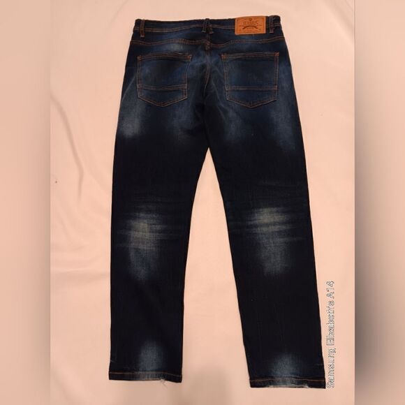 Akademiks Jeanius 34/30 Straight Distressed Jeans Great Pre-Owned Condition - Picture 4 of 5